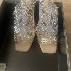 AKIRA Transparent Heels with Metallic Spikes